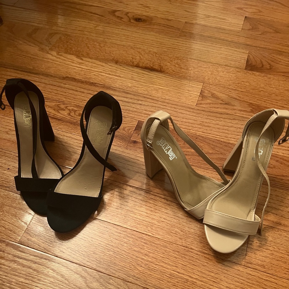 Nude and black heels size 7 tall heel